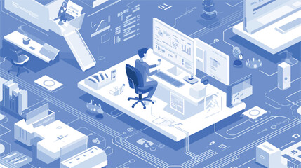 Programming process landing page isometric vector t