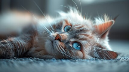 Close Up of a Cat Laying on the Ground