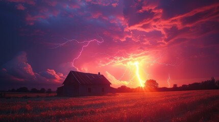 Lightning scene wallpaper, beautiful sky background