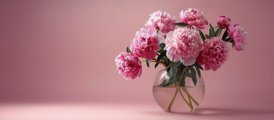 Fototapeta premium Vase Filled With Pink Flowers on Table