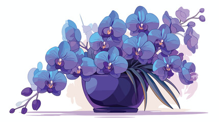 Purple orchid flowers in a vase vector illustration