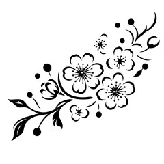 Elegant Floral Tattoo Design with Blossoming Flowers and Swirling Stems