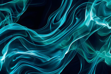 Flowing neon waves in a soothing blue and teal color palette
