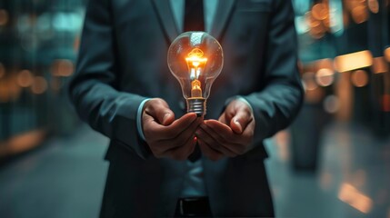 Man Holding Light Bulb