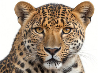 Close up Of Leopard isolated on white  Background 4K Wallpaper