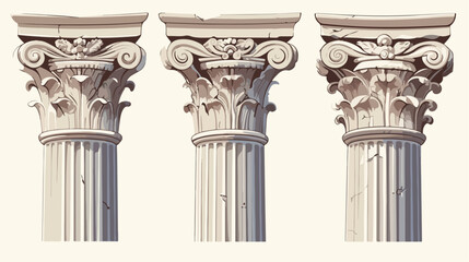 Realistic ancient greek rome column capitals set. 2