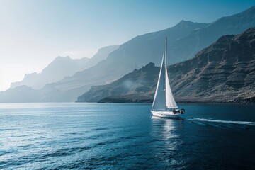 Fototapeta premium Sailboat Sailing on Open Water