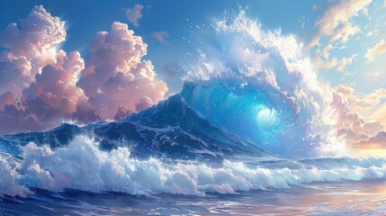 Mega wave on sea wallpaper
