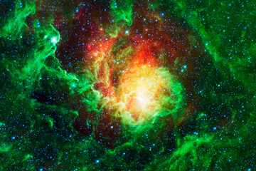 Green galaxy with stars. Elements of this image furnished by NASA