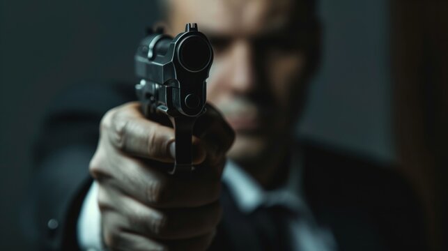 An undercover agent posing as a buyer at a secret meeting with sellers involved in the illegal arms trade. .