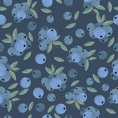 blueberry fruit seamless pattern in vector