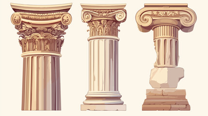 Realistic vector ancient greek rome column capitals