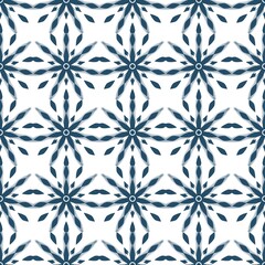 Seamless pattern with blue flowers and white background 