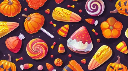 Fototapeta na wymiar Halloween Candy and Snacks 