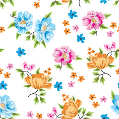 Fototapeta na wymiar Flowers design spring floral print,decorative botanical pattern