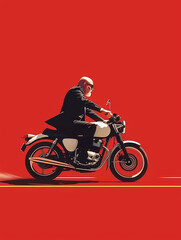 Fototapeta premium A racer on a motorcycle rides at high speed on a blurred background. Concept: competitions and track riding