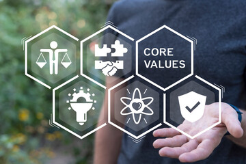 Core values, corporate values concept. Company culture and strategy related to business and...