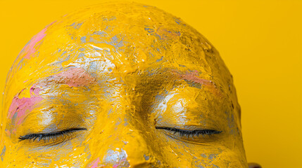 eyes of the person with yellow paint 