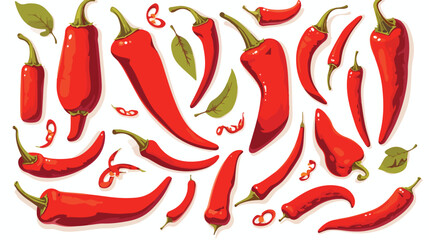 Red hot chili pepper on white background. Vector il - obrazy, fototapety, plakaty