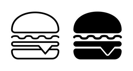 Hamburger icon vector isolated on white background. Burger and hamburger icon. Fast food vector icon