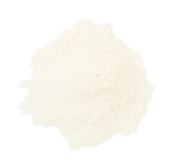 Heap of baking powder isolated on white, top view