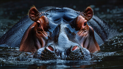 Hippo Emerging, Water Splashing