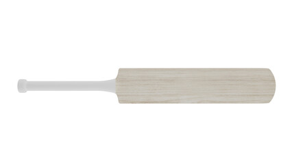 Light wood cricket bat with white handle isolated on transparent and white background. Cricket concept. 3D render