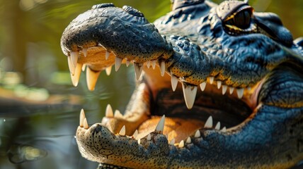 Fototapeta premium Close-up of alligator's head with sharp teeth visible