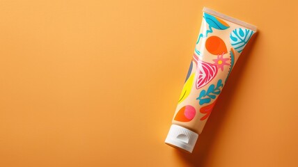 Colorful patterned tube on orange background - Powered by Adobe