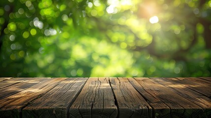 empty wooden table blur plantation background
