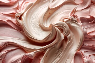 A mesmerizing close-up of a delicate swirl of soft pink and creamy white, swirling together in a dreamy dance of color and light. - obrazy, fototapety, plakaty