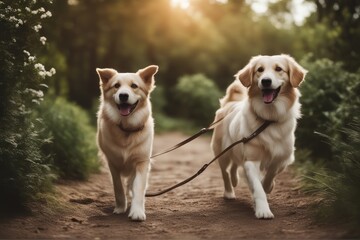 'walk dogs going dog leash submissive leather training funny animal pet active friends lovable baby background pretty begging brown collar cute household isolated jack russell russel terrier joking' - obrazy, fototapety, plakaty