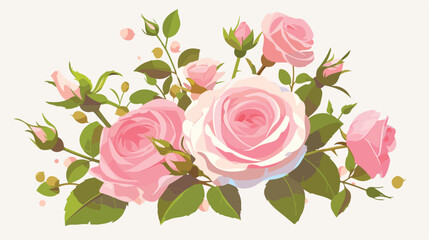 Rose. Flower design element. 2d flat cartoon vactor