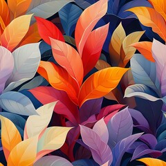Lush and Vibrant Tropical Leaves in Pastel Style