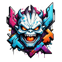 Graffiti abstract monster stone logo for t-shirt