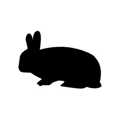 Black bunny silhouette collection, Various bunny poses isolated on white background. Ideal for Easter, pet themes, Creative designs, Minimalist rabbit vector, Modern elegance.