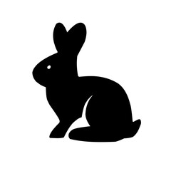 Black bunny silhouette collection, Various bunny poses isolated on white background. Ideal for Easter, pet themes, Creative designs, Minimalist rabbit vector, Modern elegance.