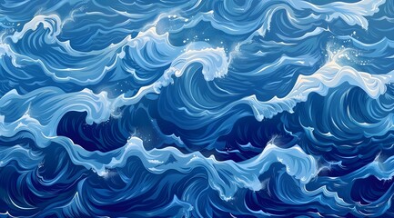 Fototapeta na wymiar blue ocean waves wallpaper pattern