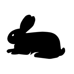Black bunny silhouette collection, Various bunny poses isolated on white background. Ideal for Easter, pet themes, Creative designs, Minimalist rabbit vector, Modern elegance.