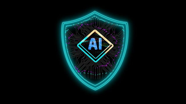 Shield hologram futuristic quantum AI processer powerful intellegent