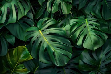 Abstract background of big green leaves - generative ai