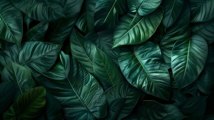 Deep Green Tropical Leaves Creating a Textured Canopy