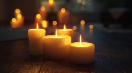 Amidst shadows and soft flickering lights defocused candlelit corners offer a dreamy escape fit for quiet contemplation or intimate conversations. .