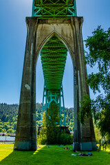 St. Johns Bridge Architecture in Cathedral Park Portland, OR