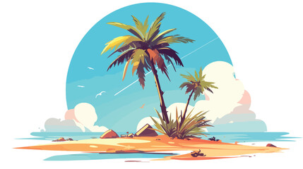 Palm tree summer illustration logo template vector