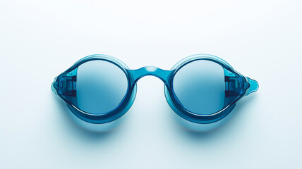 A pair of blue-tinted sunglasses with a sleek design against a clean background.