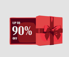 Discount, Gift Box, Coupon and Promotion, Offer, 90% OFF