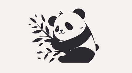 Panda silhouette. Panda black icon on white backgro