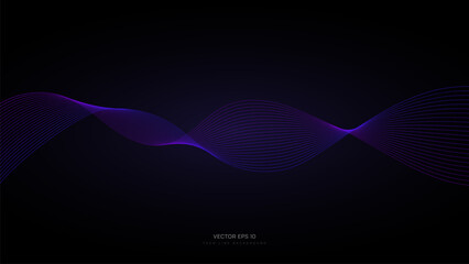 Abstract wave blue purple gradient line. Background concept for AI Technology, Virtual Communication, Music Equalizer