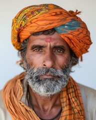 A man with a beard and a turban on his head